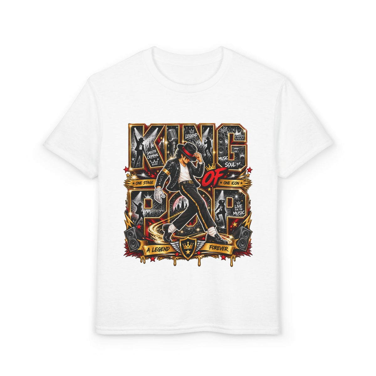King of Pop Michael Jackson design Youth T-Shirt | Retro Music Dance Tee