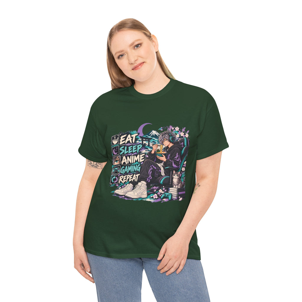 Eat Sleep Anime Gaming Repeat Video Game Graphic T-Shirt
