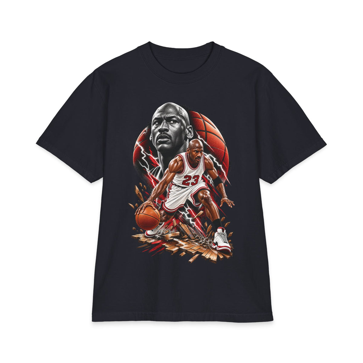 Basketball Player Illustration T-Shirt | Action Dribbling Court Scene