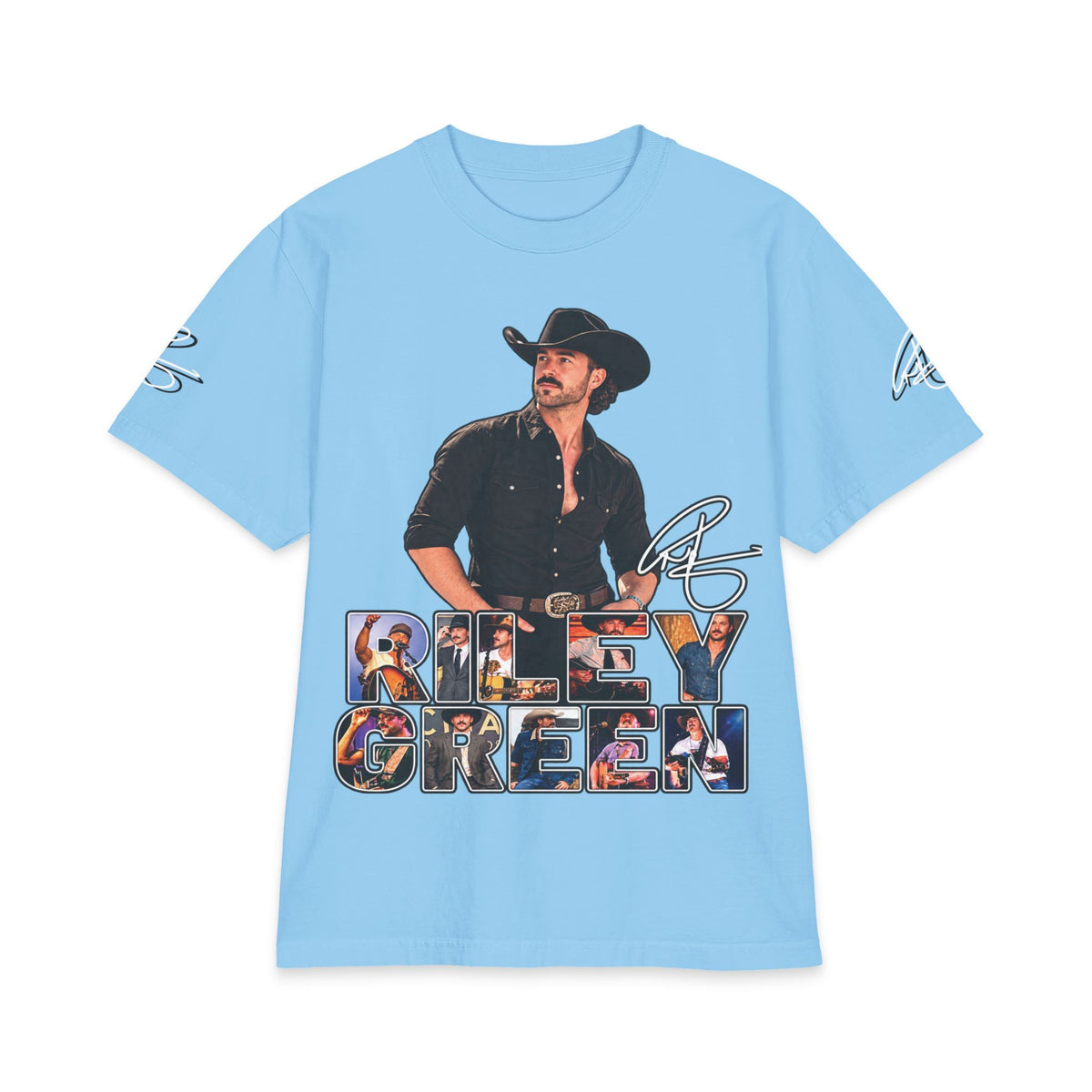 Green Riley Country Cowboy Photo Graphic Tee | Signed Name Sleeve
