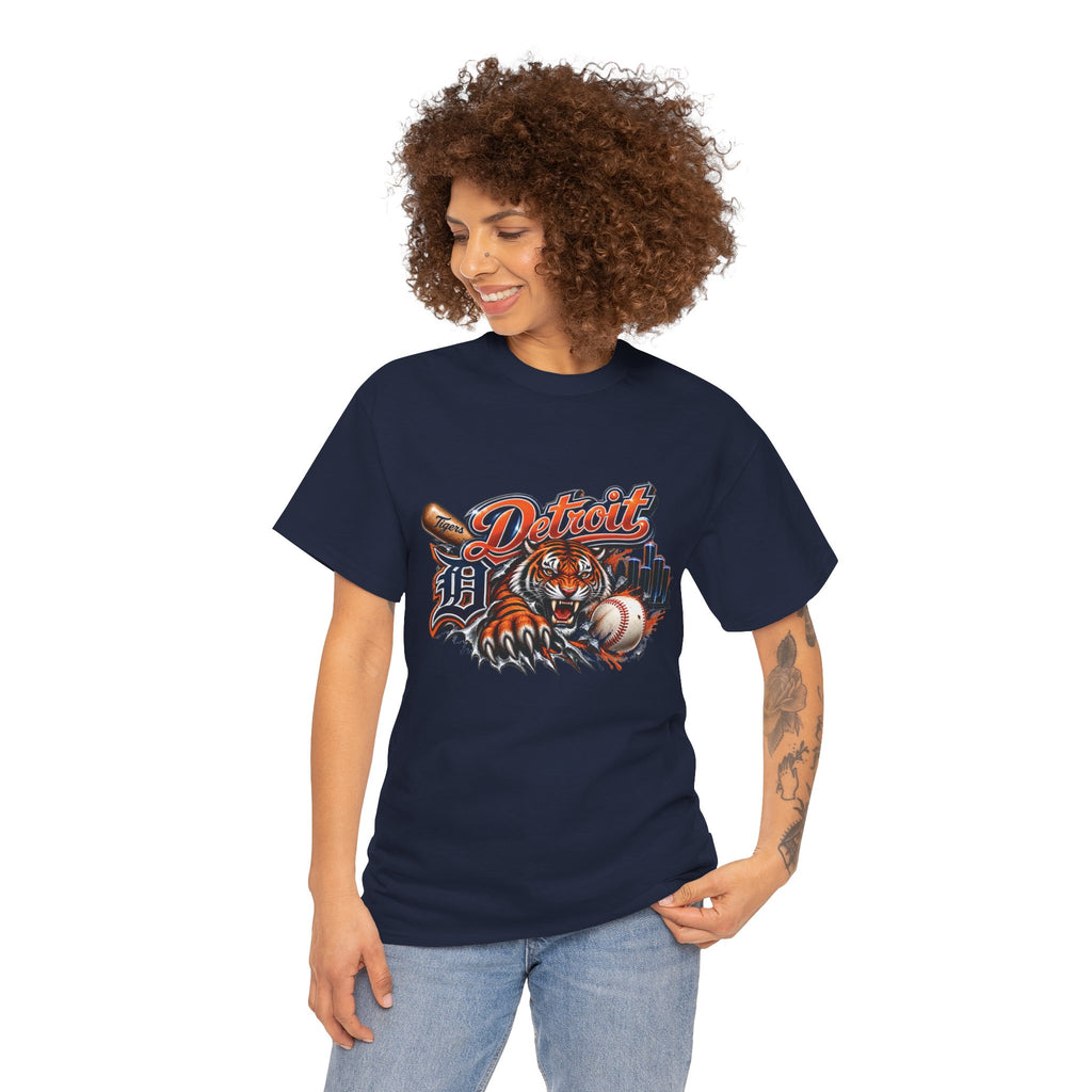 Detroit Tiger Baseball T-Shirt | Detroit skyline, claw marks
