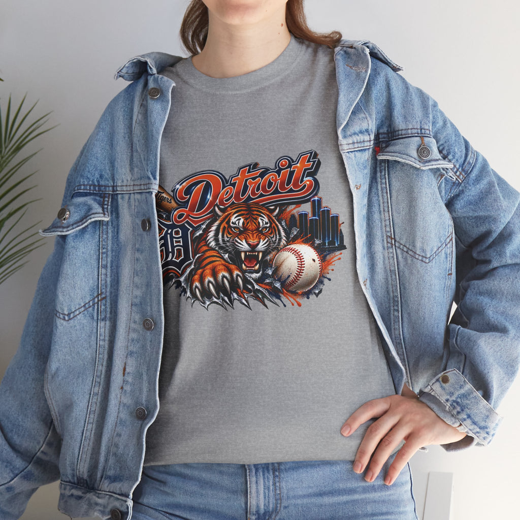 Detroit Tiger Baseball T-Shirt | Detroit skyline, claw marks