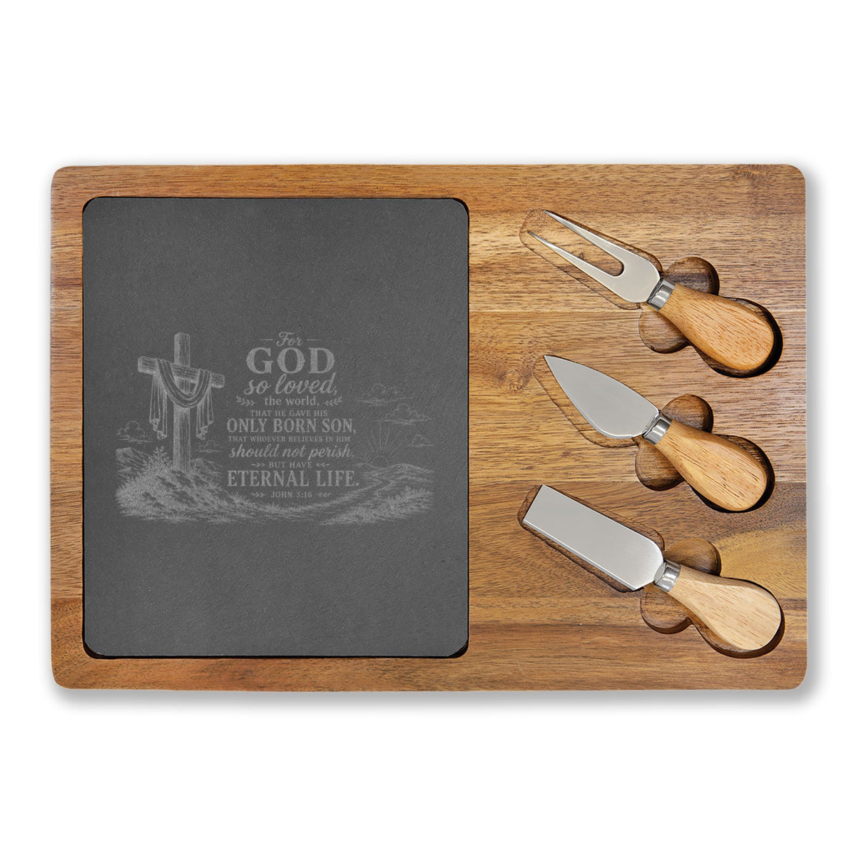 Christian Scripture Engraved Charcuterie Board | Cheese Set
