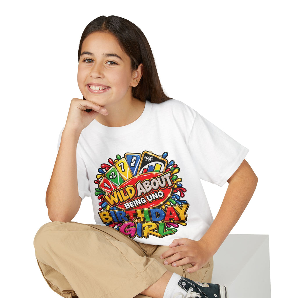 Wild About Being UNO Birthday Girl T-Shirt | Kids Custom Name Back