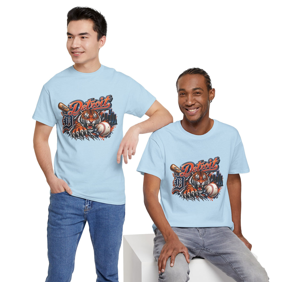 Detroit Tiger Baseball T-Shirt | Detroit skyline, claw marks