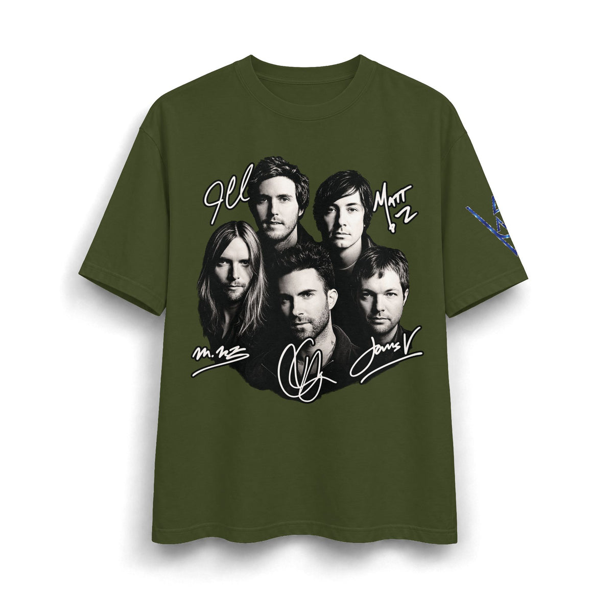 Signed Band Portrait T-Shirt Maroon 5 | Retro Rock Logo on Back