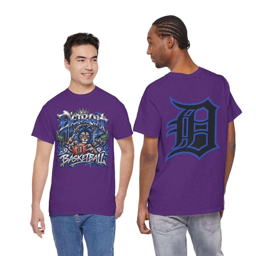 Detroit Basketball Lion Graphic Tee | Motor City D Old English Logo