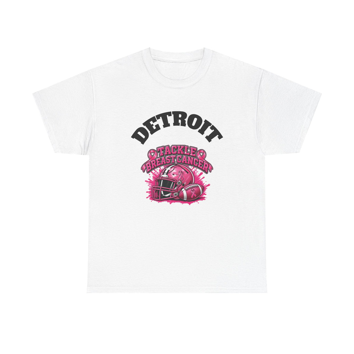 Detroit Tackle Breast Cancer Tee | Football Helmet Pink Awareness