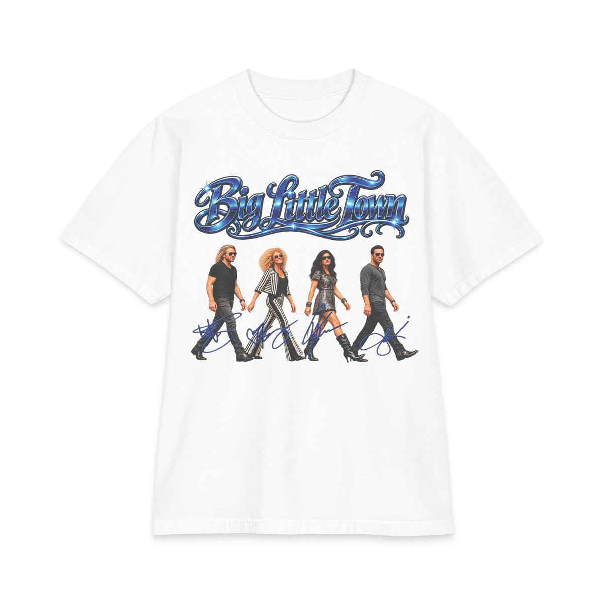 Big Little Town County Team T-Shirt | Band Member Silhouette Crossing Road