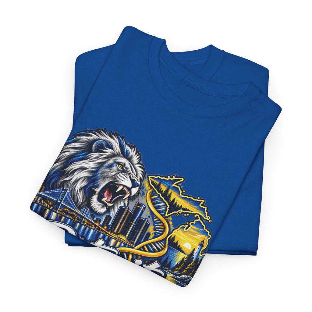 Detroit Michigan Lion Cityscape Graphic T-Shirt