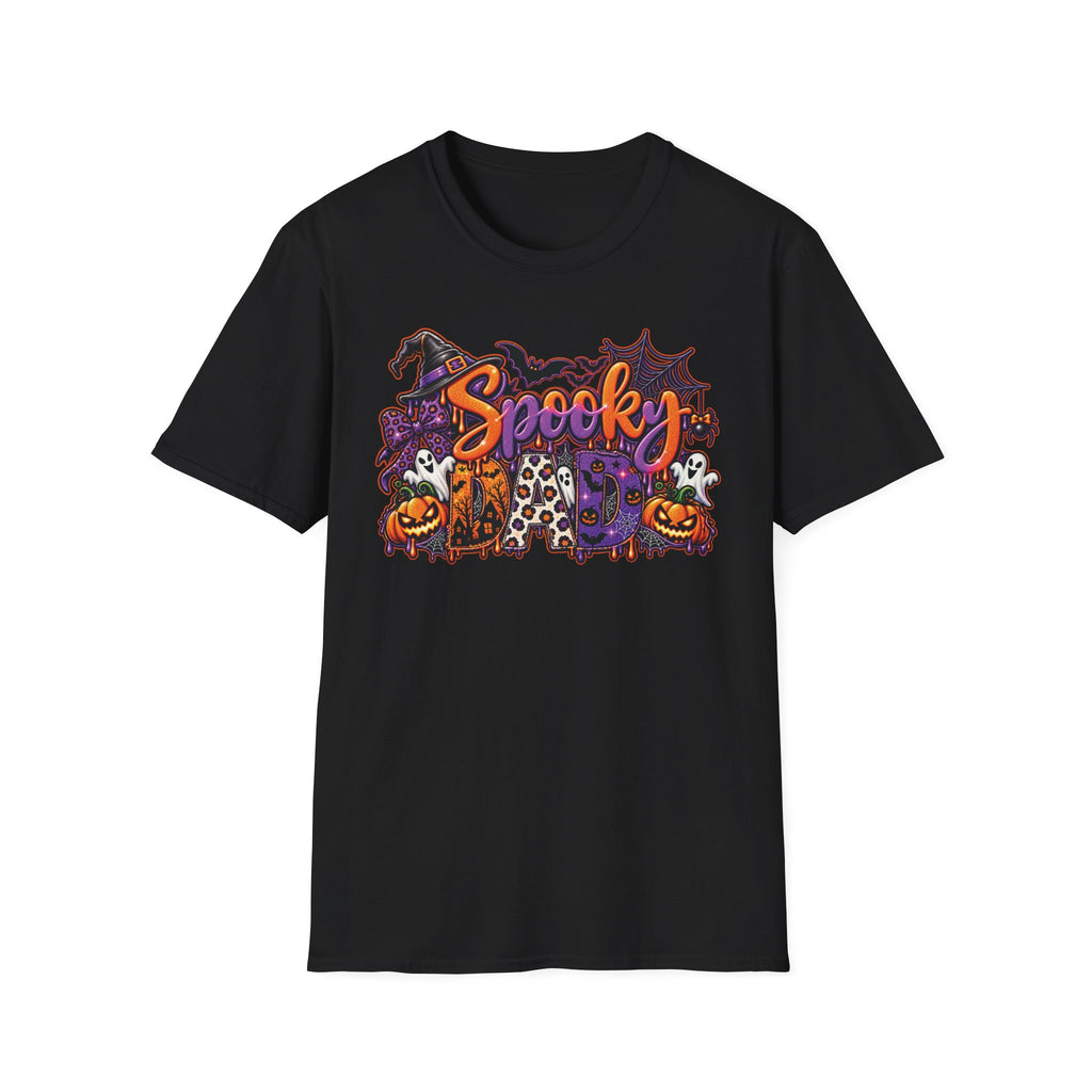 Spooky Dad Halloween Haunted House T-Shirt | Pumpkin Ghosts Witch Hat