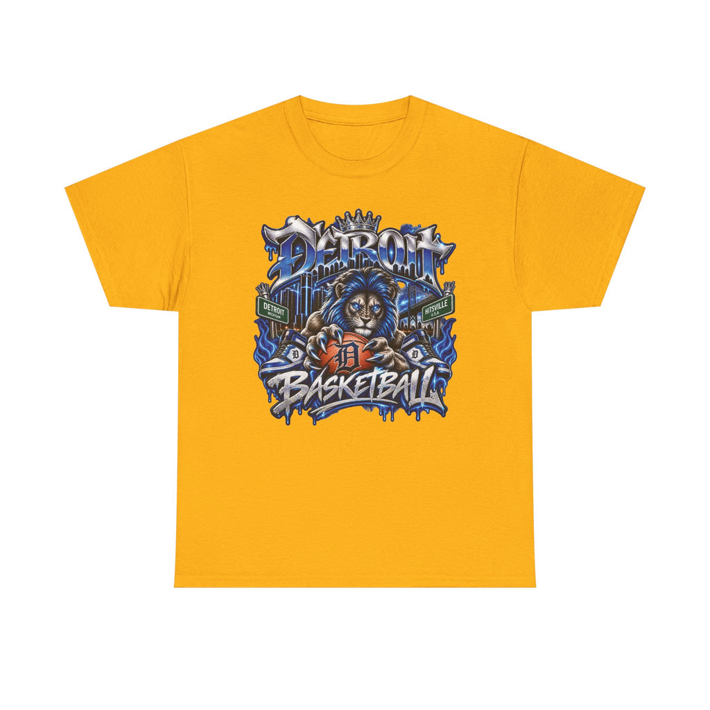 Detroit Basketball Lion Graphic Tee | Motor City D Old English Logo