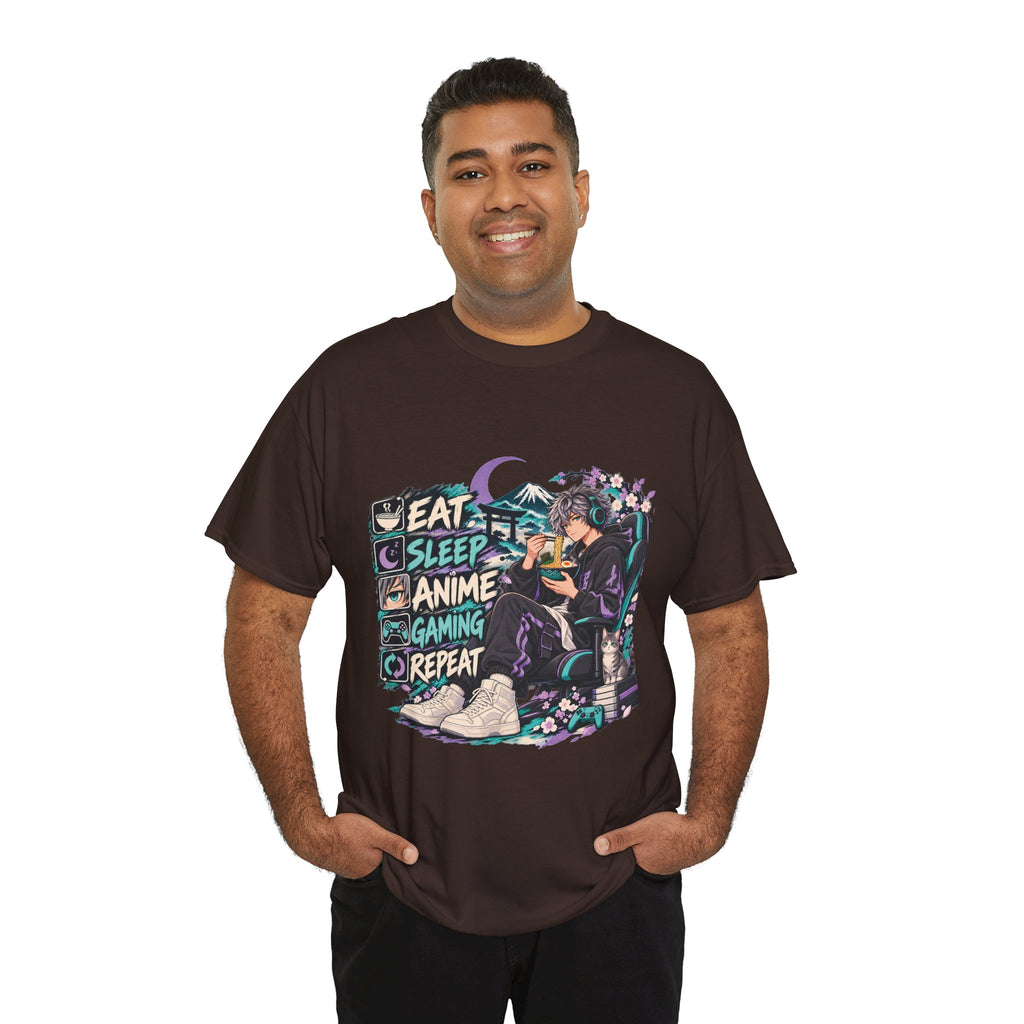 Eat Sleep Anime Gaming Repeat Video Game Graphic T-Shirt