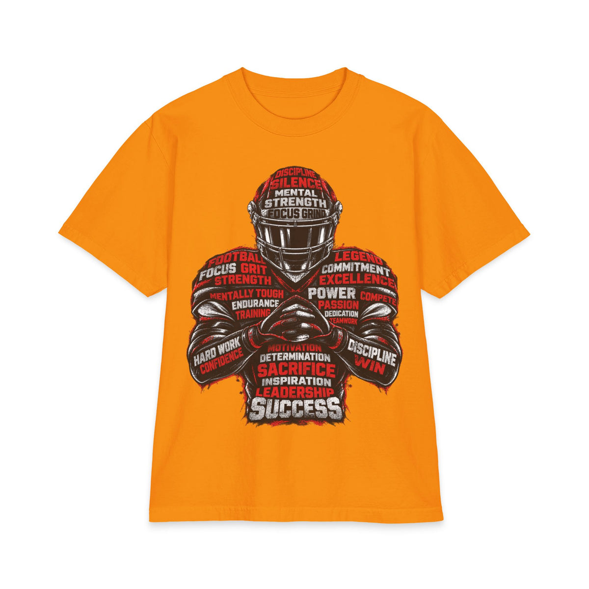 Motivational Football Helmet Player T-Shirt | Sports Words Typography, Power, Success