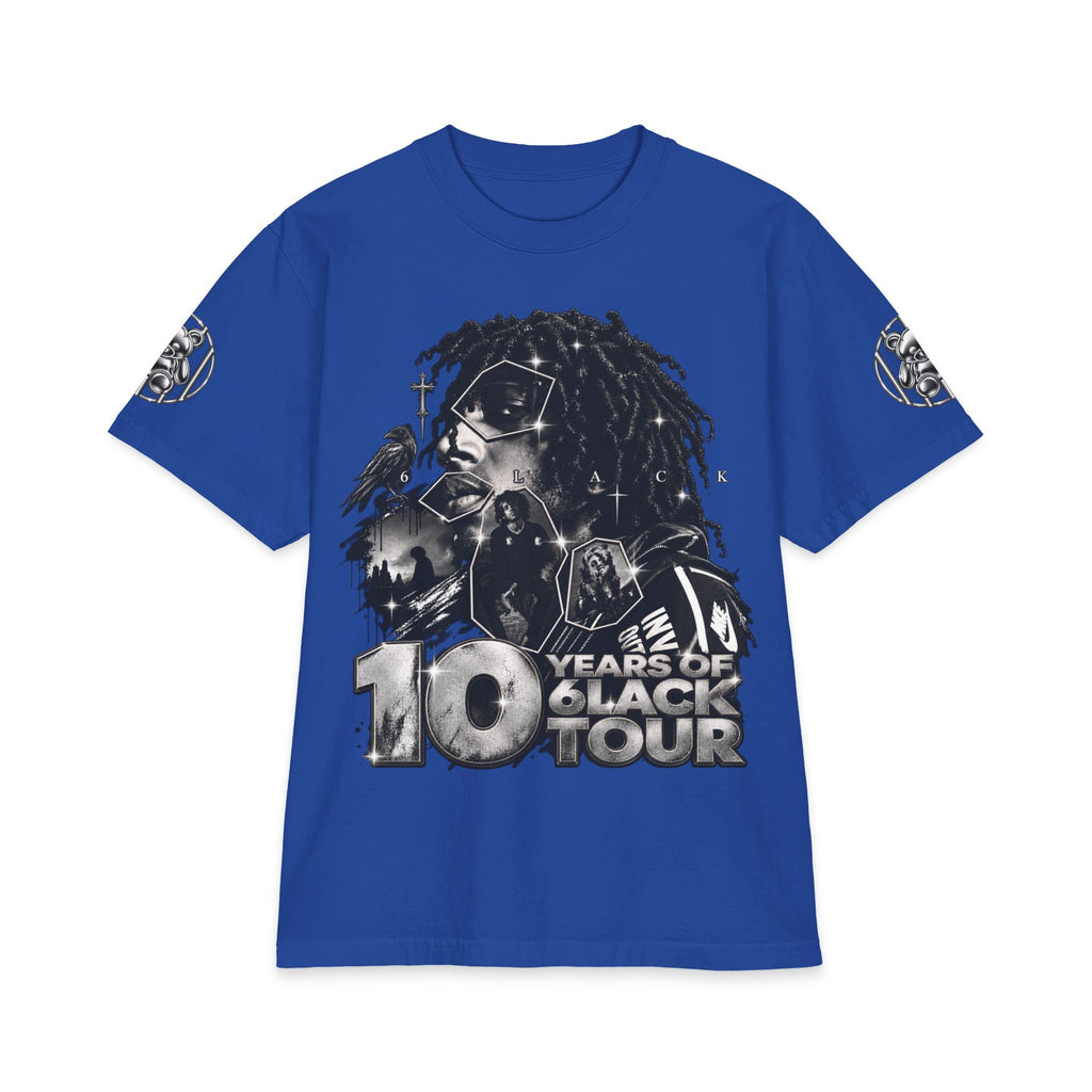 10 Years of 6lack Tour graphic T-Shirt | Number 6 back design