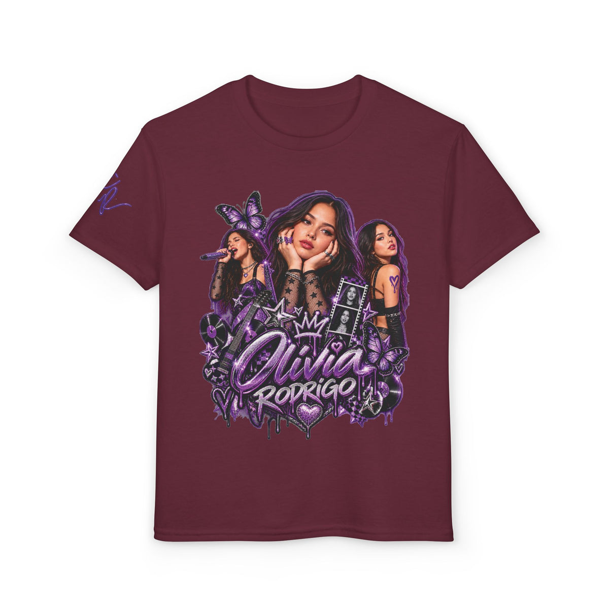 Olivia Rodrigo Pop Star Collage T-Shirt | Tour Dates Backprint