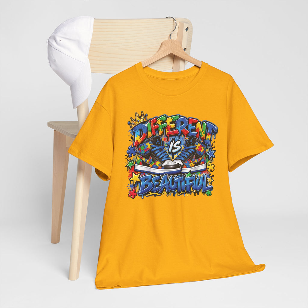 Different Is Beautiful Autism T-Shirt | Colorful Graffiti Typography