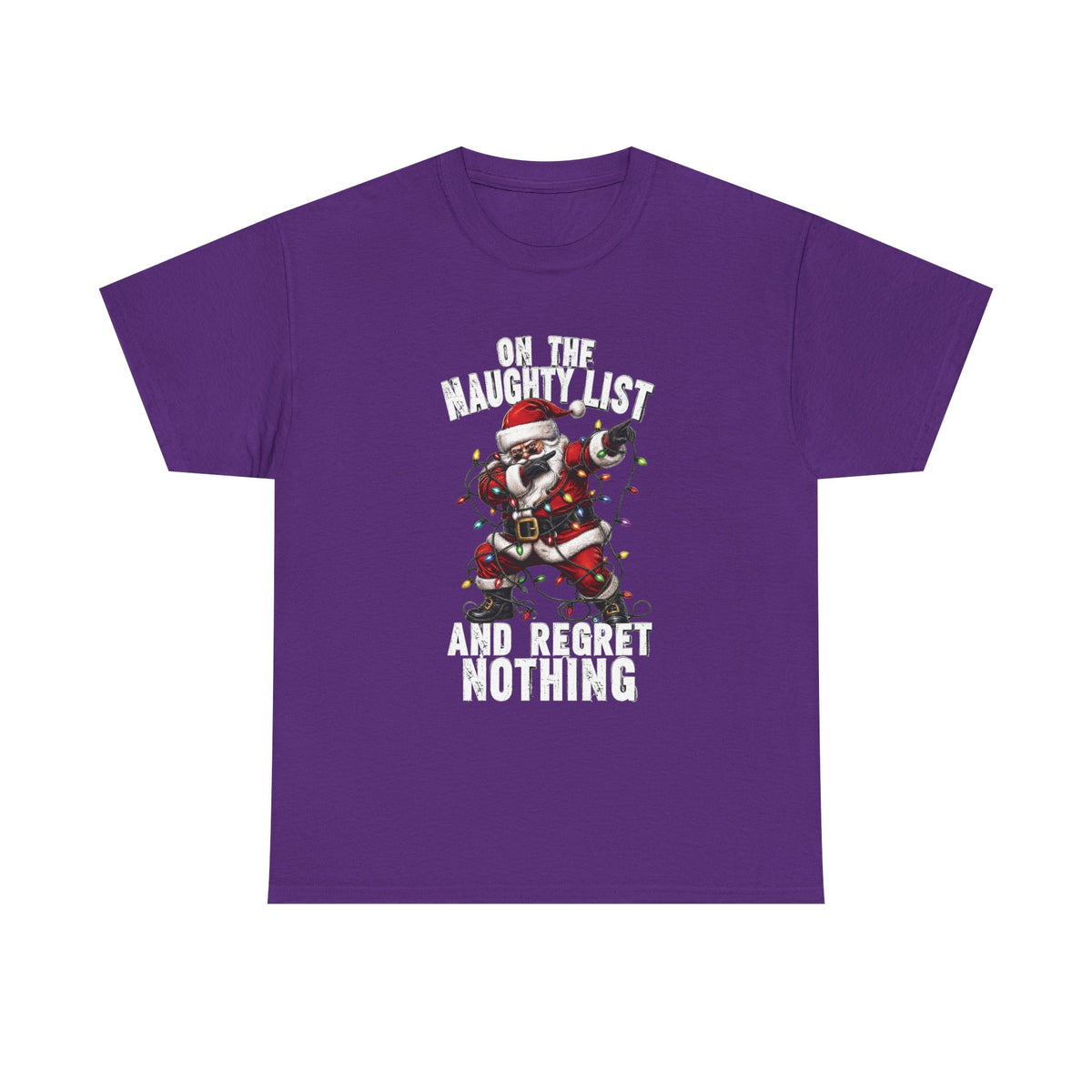 Santa Skeleton 'On the Naughty List and Regret Nothing' Tee | Christmas Punk Shirt
