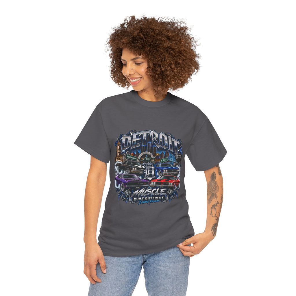 Detroit Muscle Car Tee | Vintage Hot Rod Illustration, Garage Scene