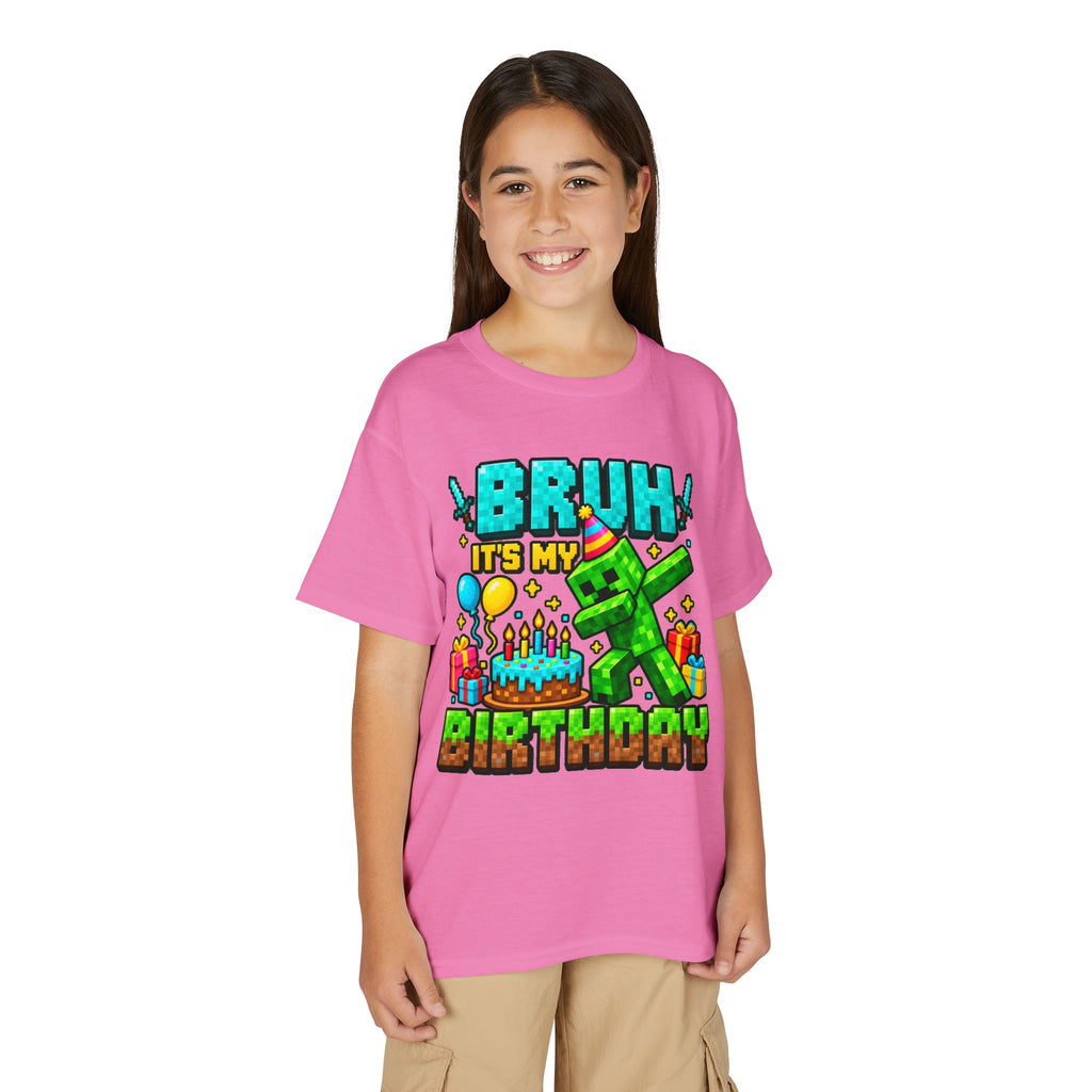 Bruh It’s My Birthday Youth T-Shirt – Pixel Gaming Birthday Shirt