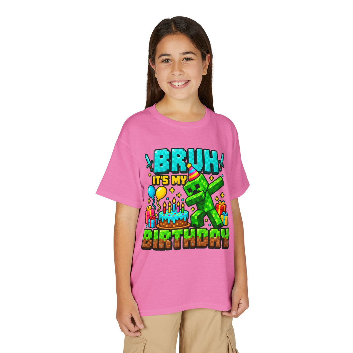 Bruh It’s My Birthday Youth T-Shirt – Pixel Gaming Birthday Shirt