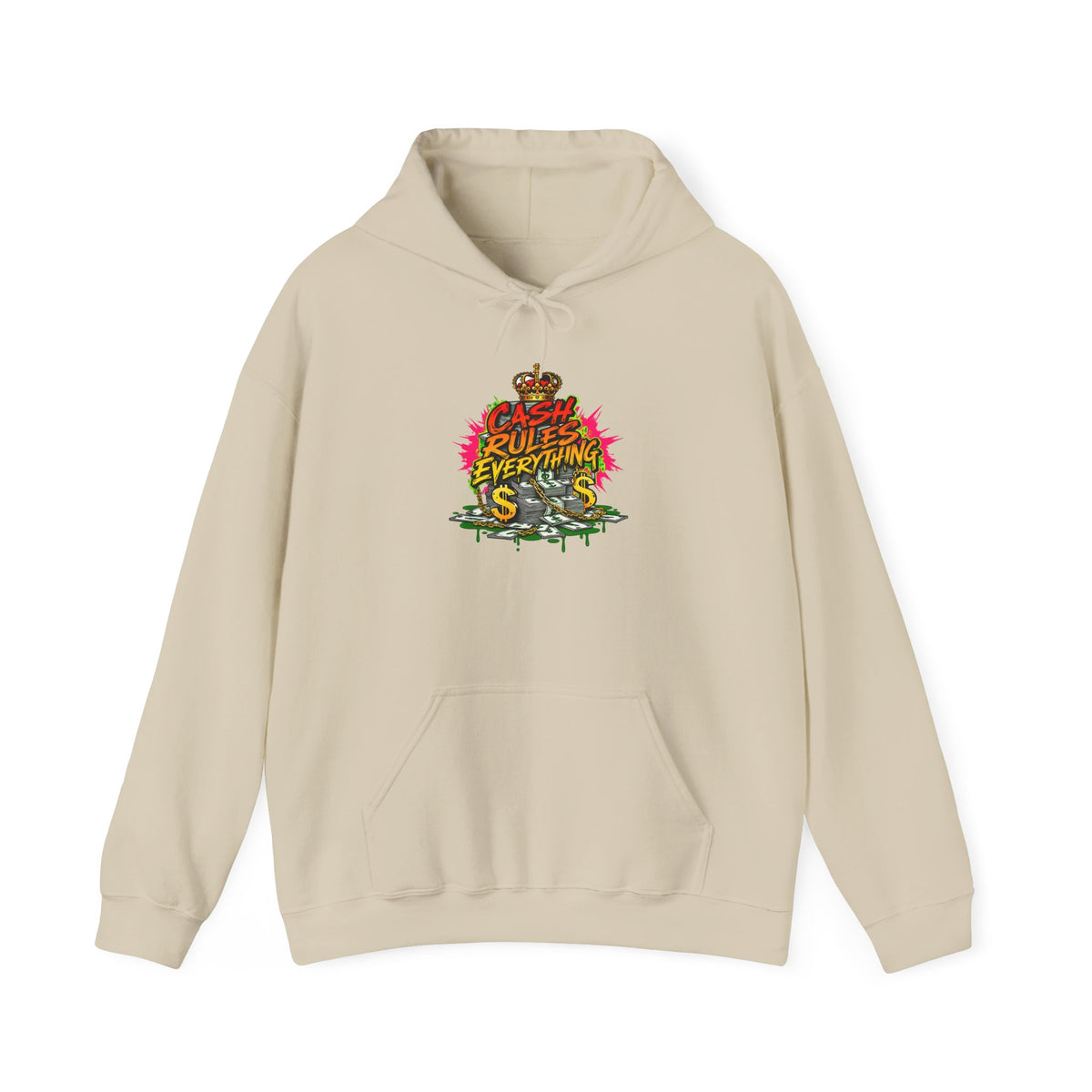 Cash Rules Everything Around Me Hoodie | Graffiti Money Crown Streetwear