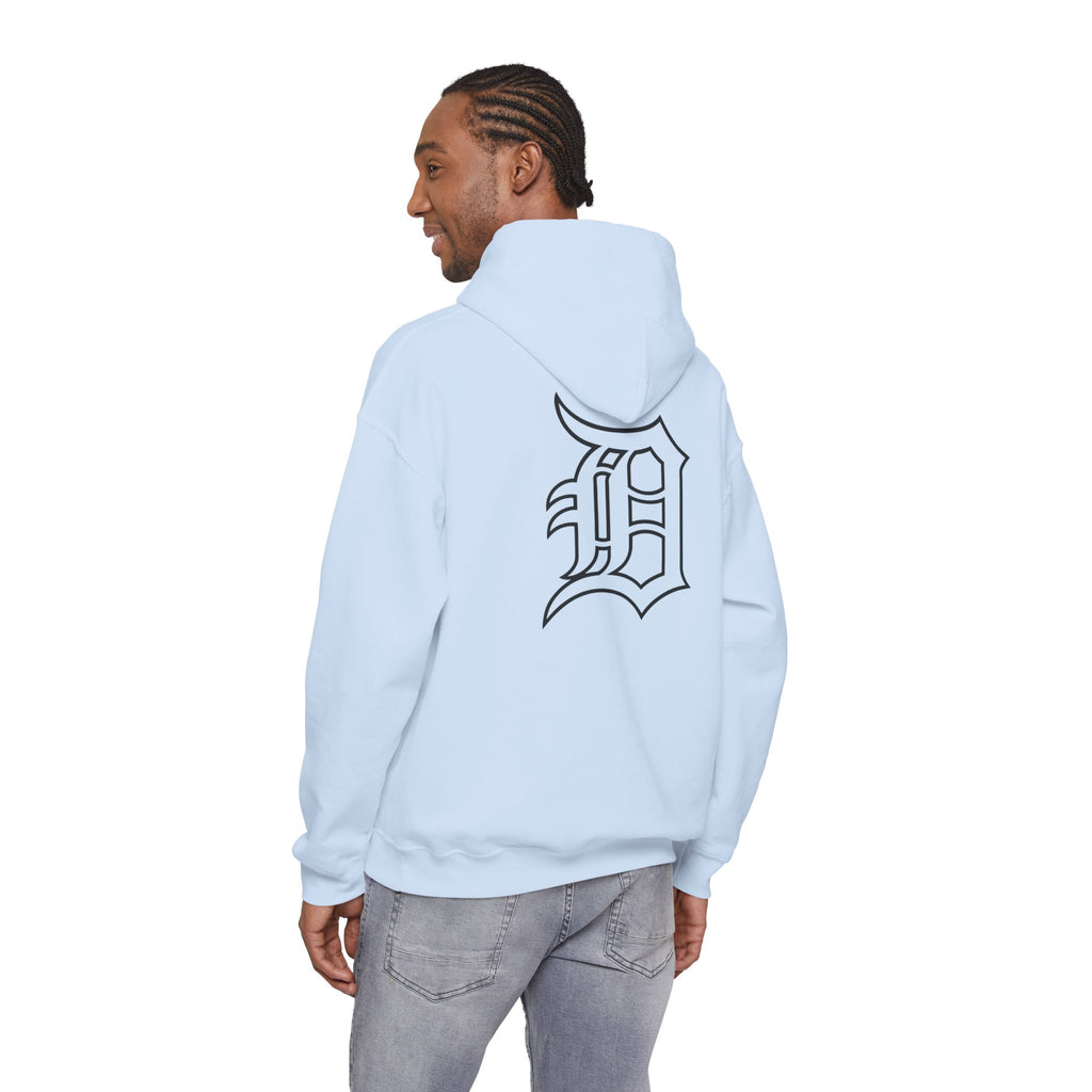 Detroit Basketball Graphic Hoodie | Vintage City Sports Logo, Front Collage Art