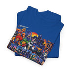Retro 80s Baby Graphic Tee | Neon Cityscape, Vintage Arcade Characters
