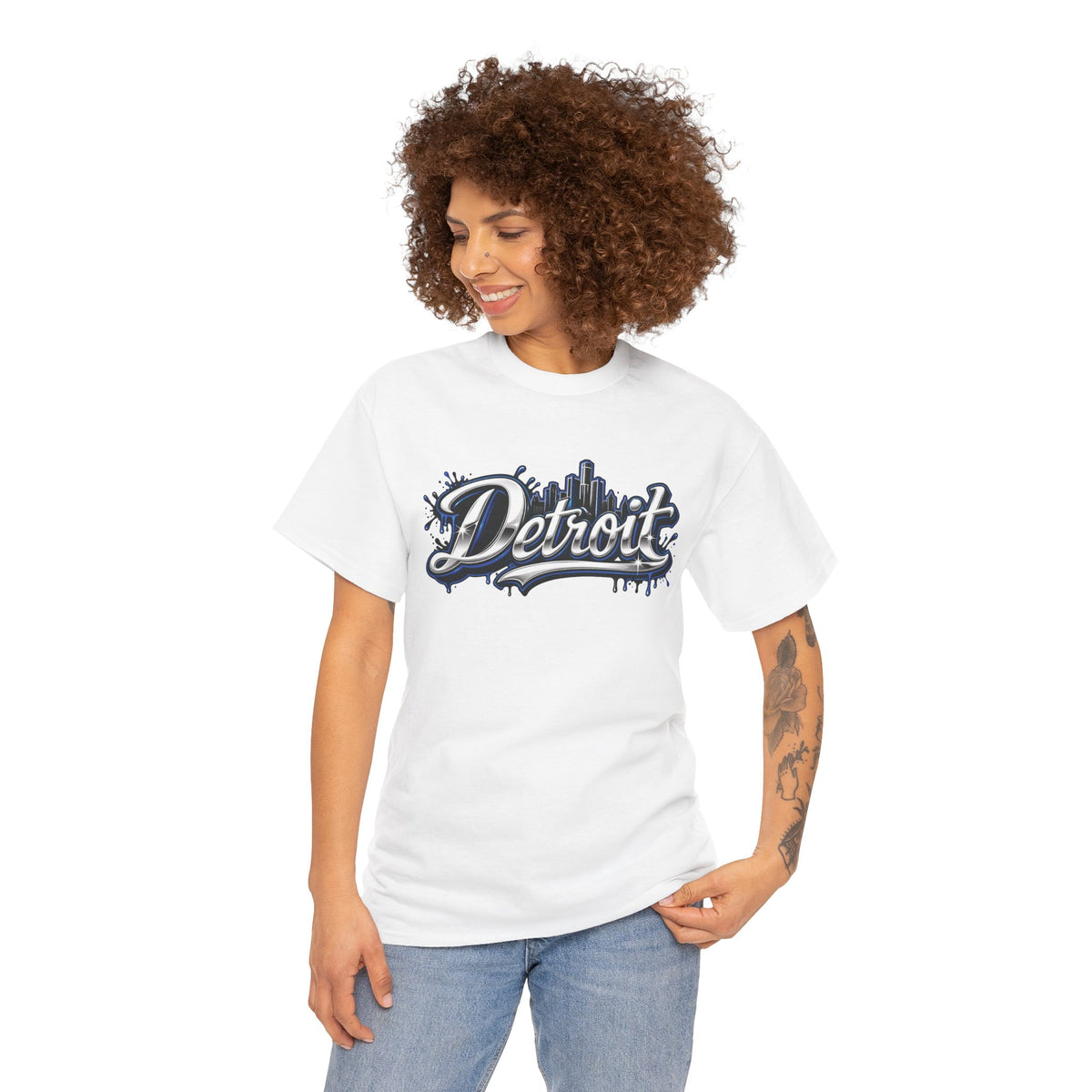Detroit Script Tee | 313 Drip Skyline T-Shirt