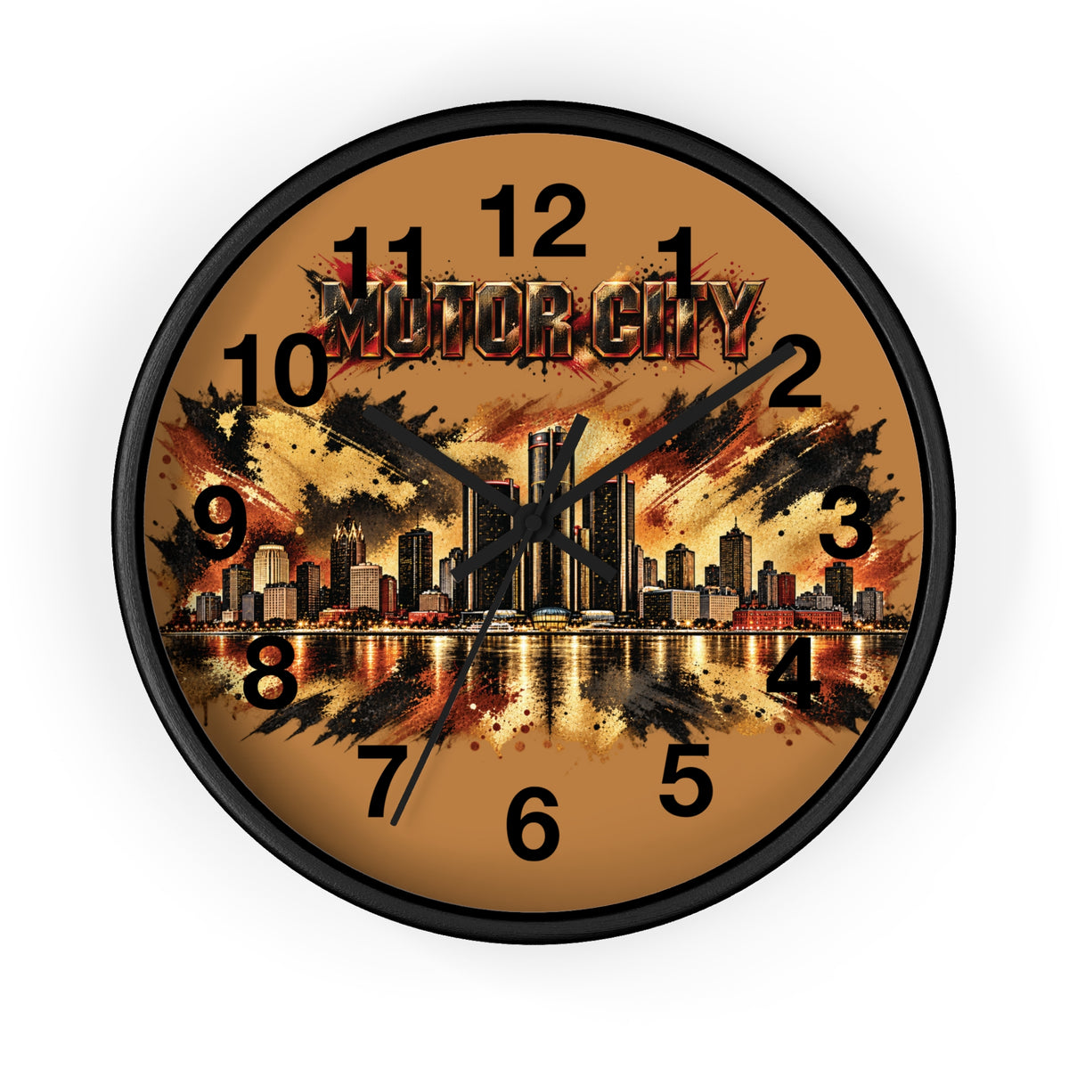 Motor City Detroit Skyline Wall Clock