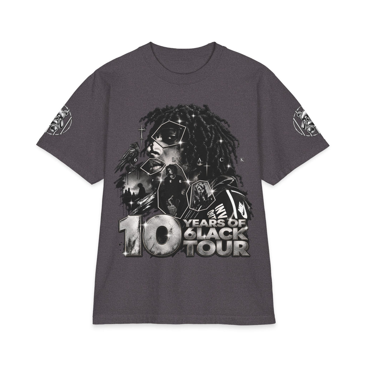 10 Years of 6lack Tour graphic T-Shirt | Number 6 back design