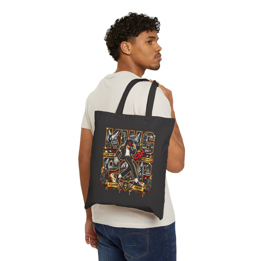 MJ King of Rock design Tote Bag | Retro music graphic canvas tote