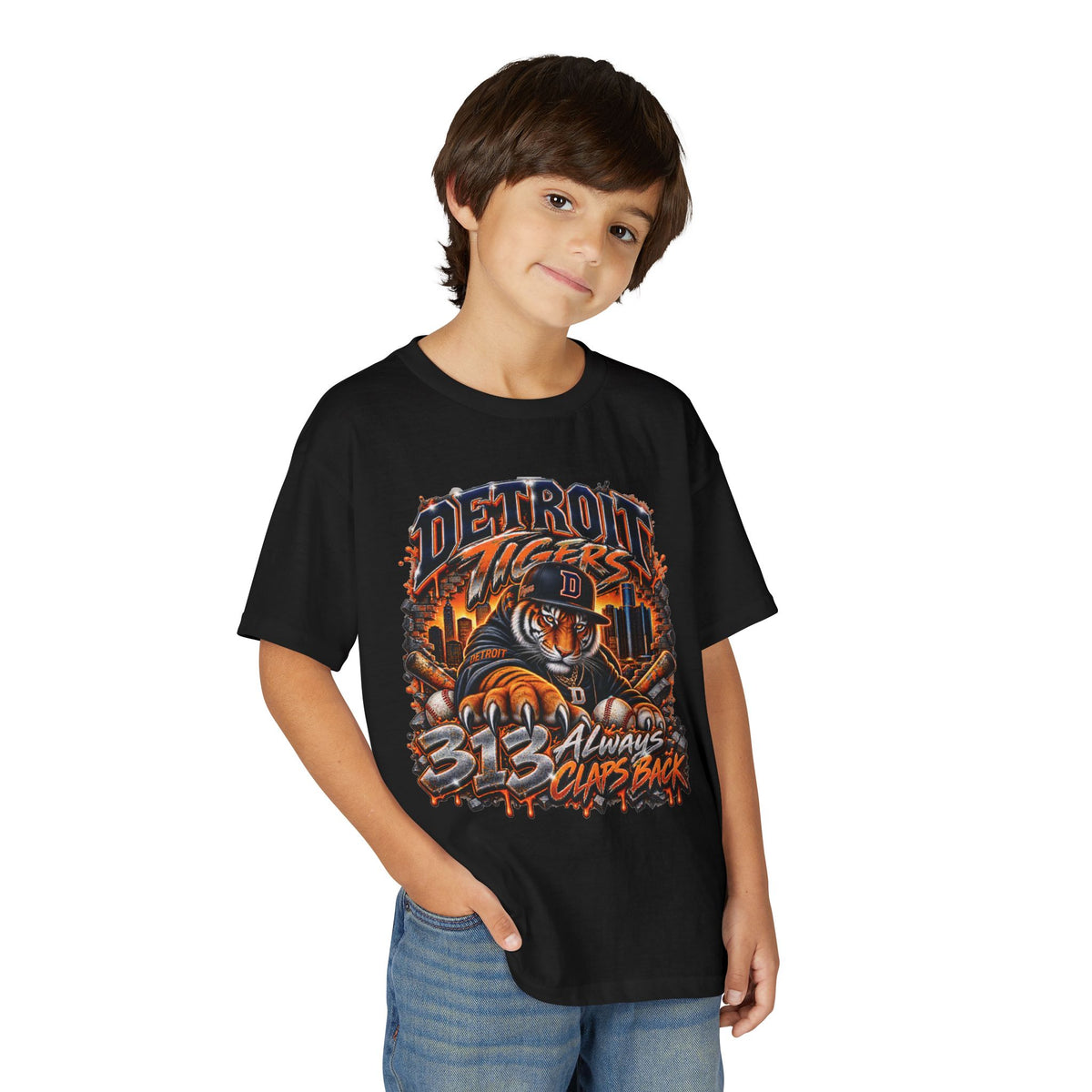 Detroit Tigers Tiger Mascot T-Shirt | 313 Always Claps Back