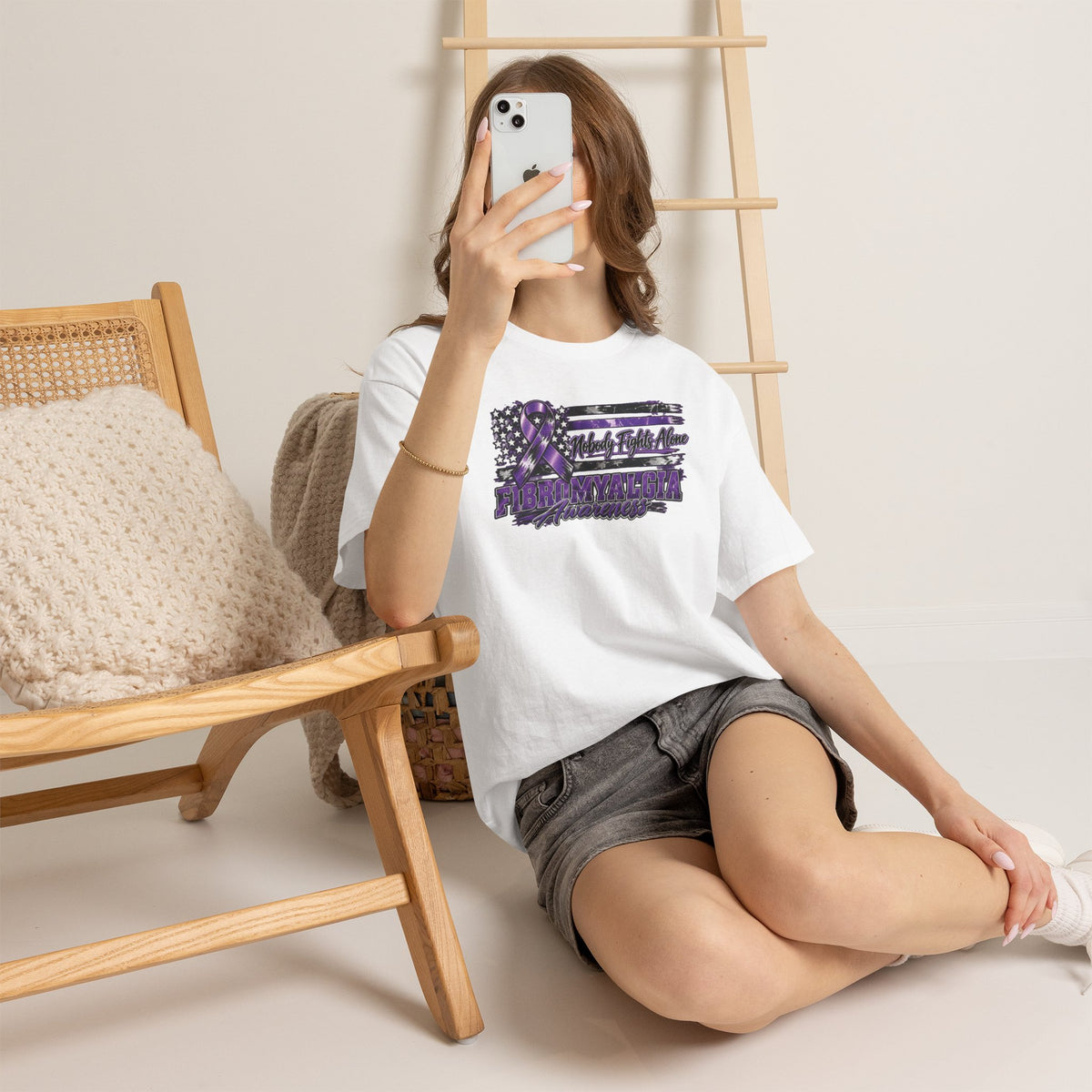 Fibromyalgia Purple Ribbon Awareness Flag Tee | Fibromyalgia Support