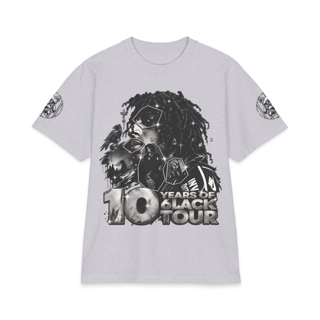 10 Years of 6lack Tour graphic T-Shirt | Number 6 back design