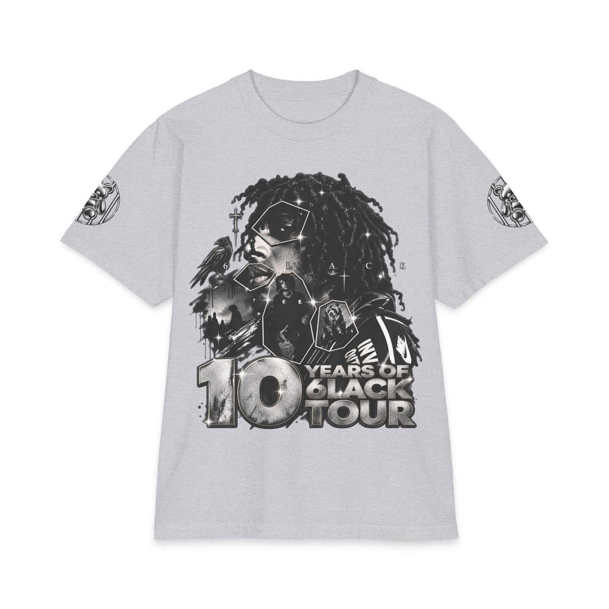 10 Years of 6lack Tour graphic T-Shirt | Number 6 back design