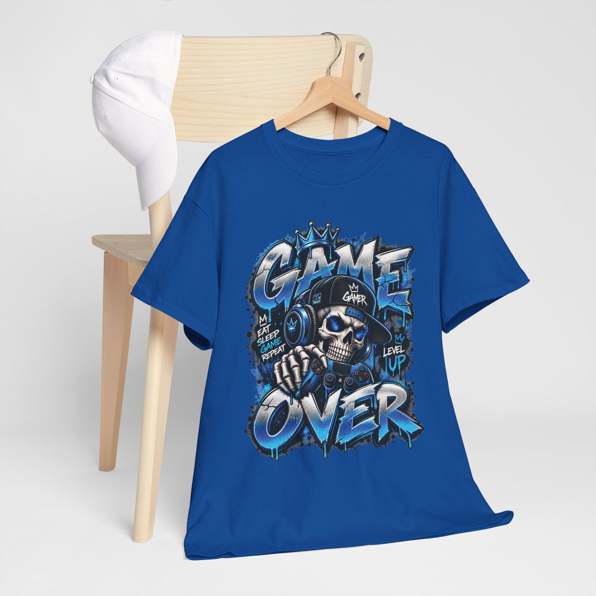 Game Over Skull Gamer T-Shirt | Level Up Graphic Tee