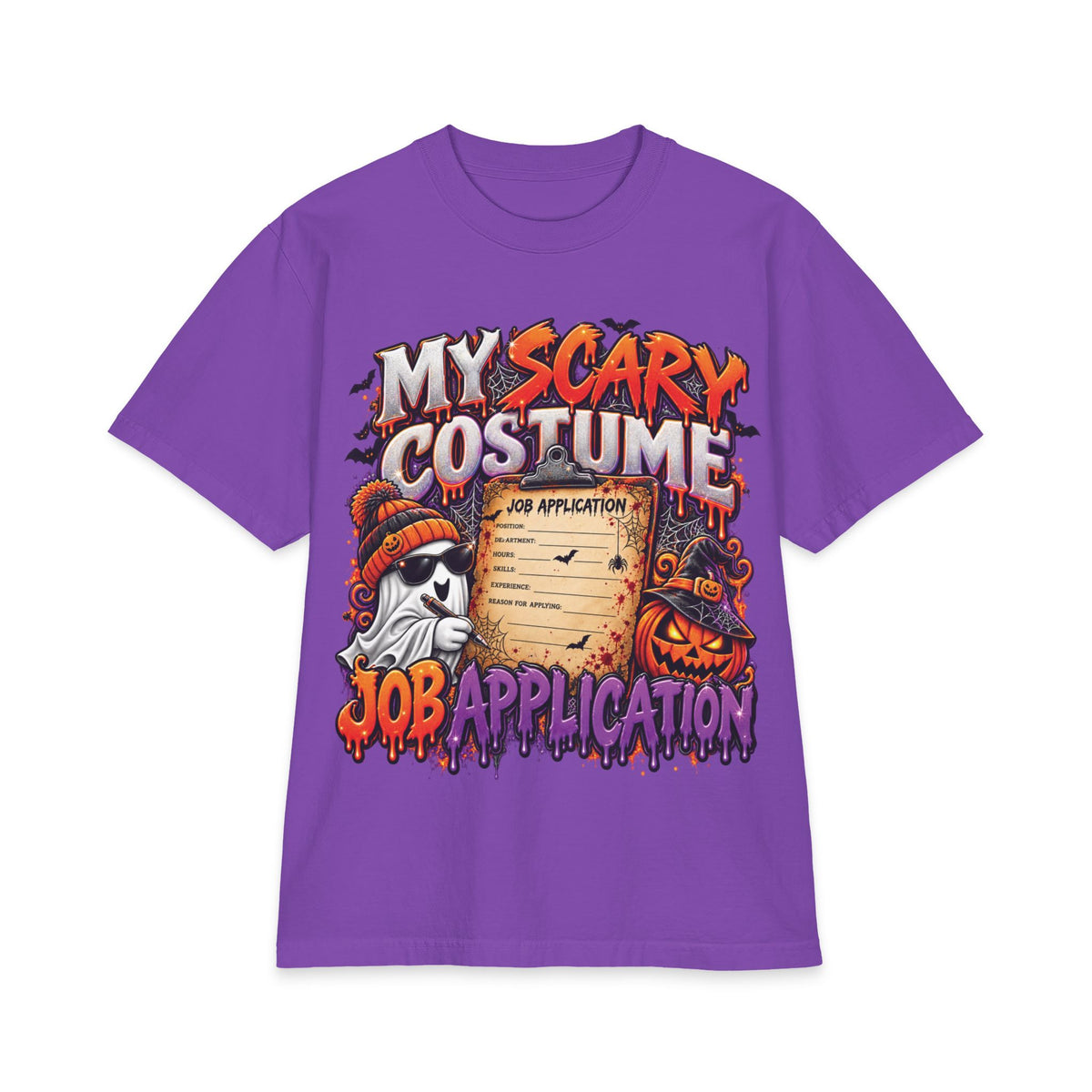My Scary Costume Job Application T-Shirt | Halloween Ghost Pumpkin Design