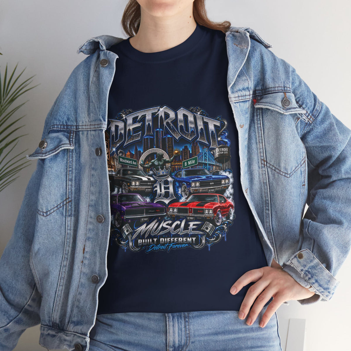Detroit Muscle Car Tee | Vintage Hot Rod Illustration, Garage Scene