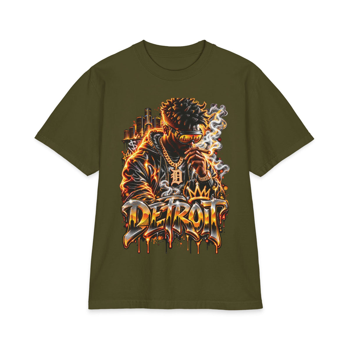Detroit King Streetwear T-Shirt | Urban Graffiti Dripping City Design