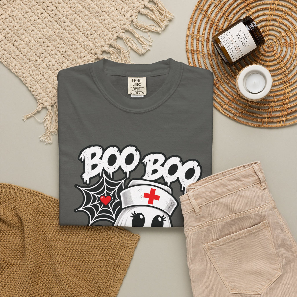 Boo Boo Crew Nurse Ghost T-shirt | Halloween Cute Spooky Candy Heart