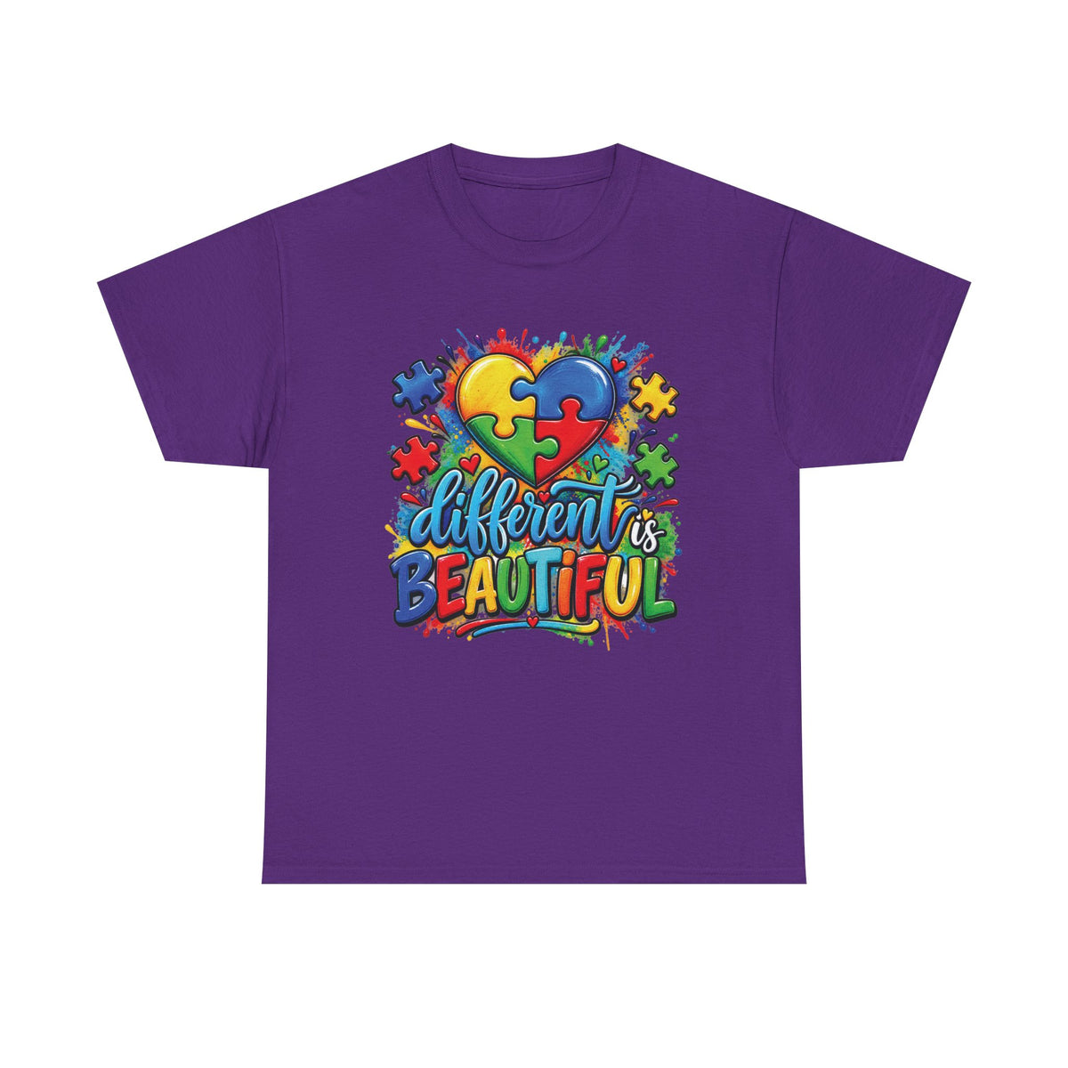 Different Is Beautiful Autism Puzzle Heart T-Shirt | Neurodiversity Awareness Tee