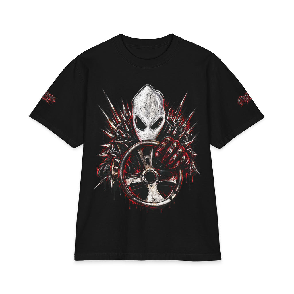 Don Toliver Alien Skull with Spiked Biohazard Wheel T-Shirt | Grunge Horror Tee