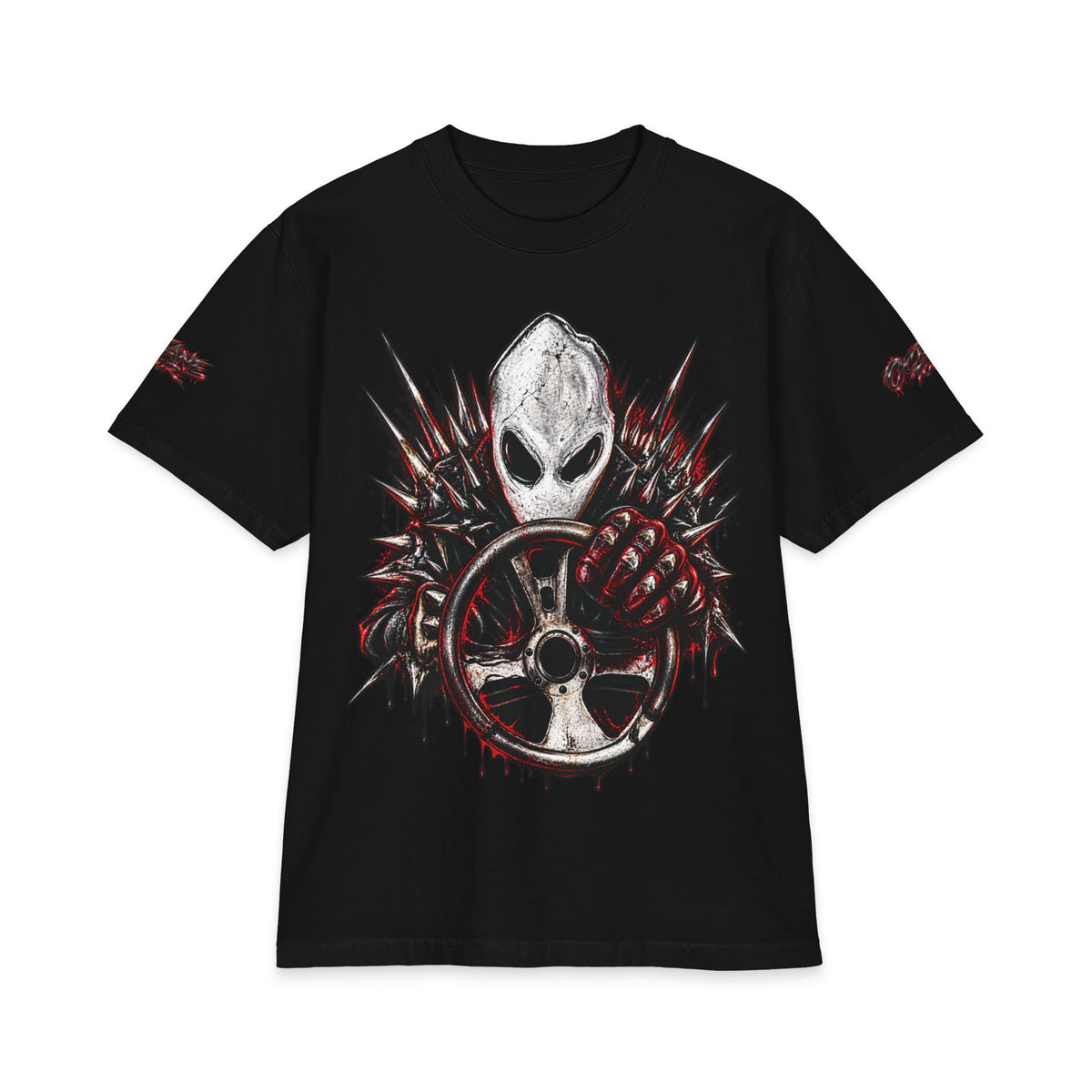 Don Toliver Alien Skull with Spiked Biohazard Wheel T-Shirt | Grunge Horror Tee