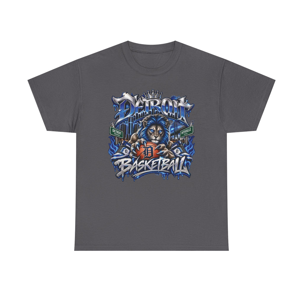 Detroit Basketball Lion Graphic Tee | Motor City D Old English Logo