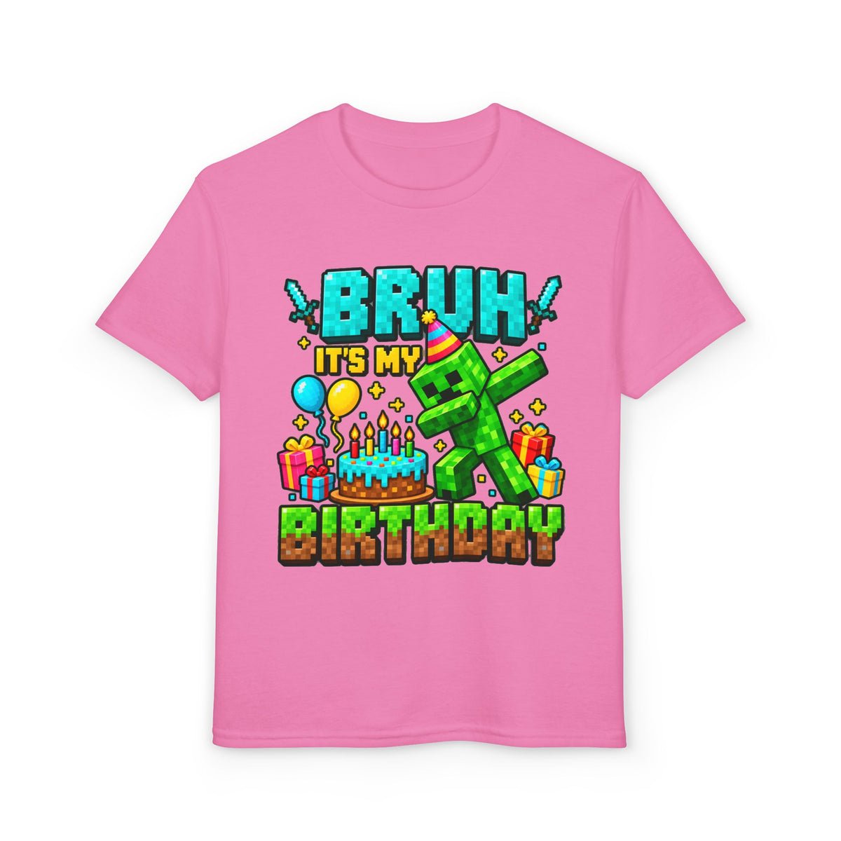 Bruh It’s My Birthday Youth T-Shirt – Pixel Gaming Birthday Shirt