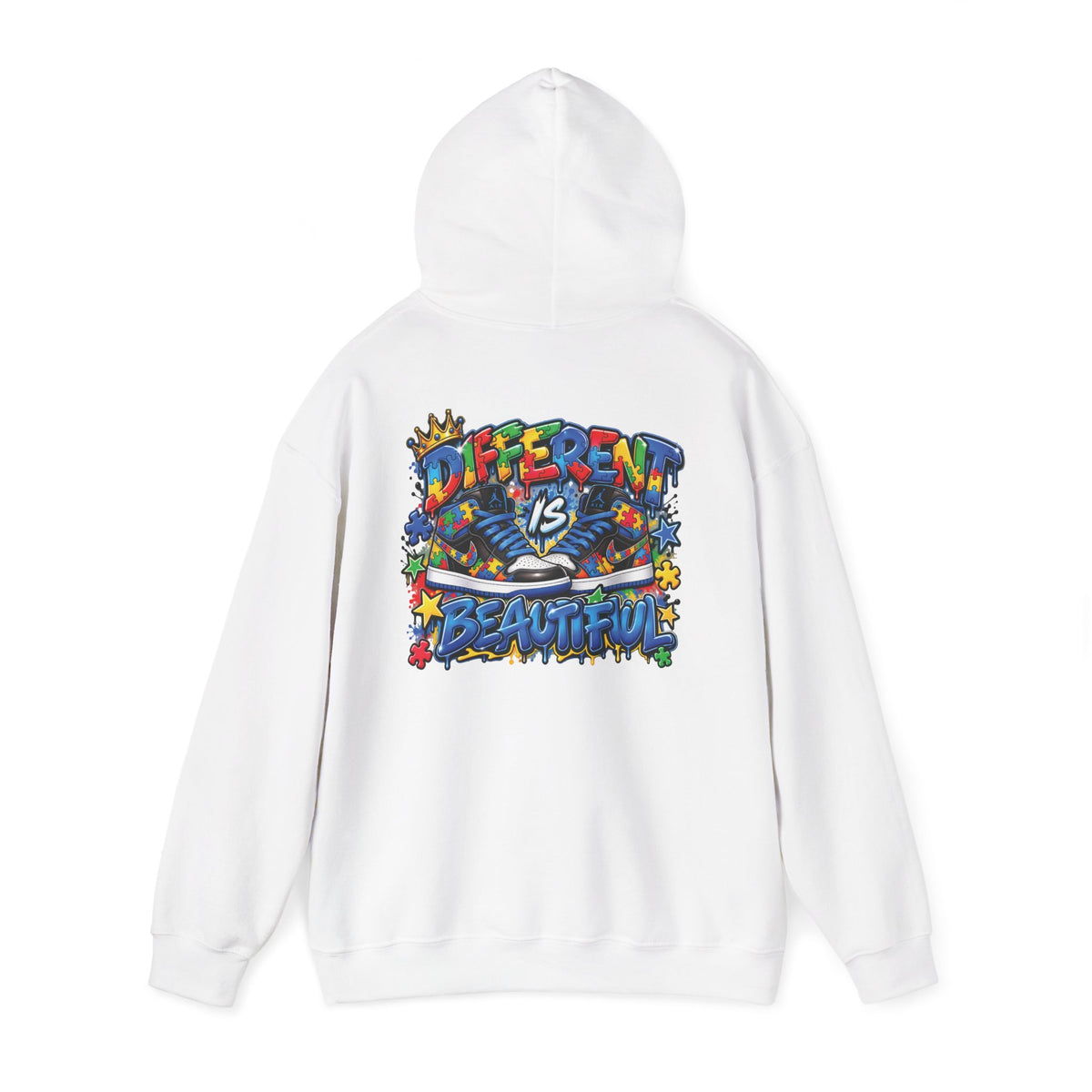 Detroit Graffiti Autism Hoodie | Different Is Beautiful Back Print