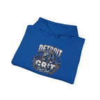 Detroit Grit graphic Hoodie | Motor City skyline, industrial vintage design