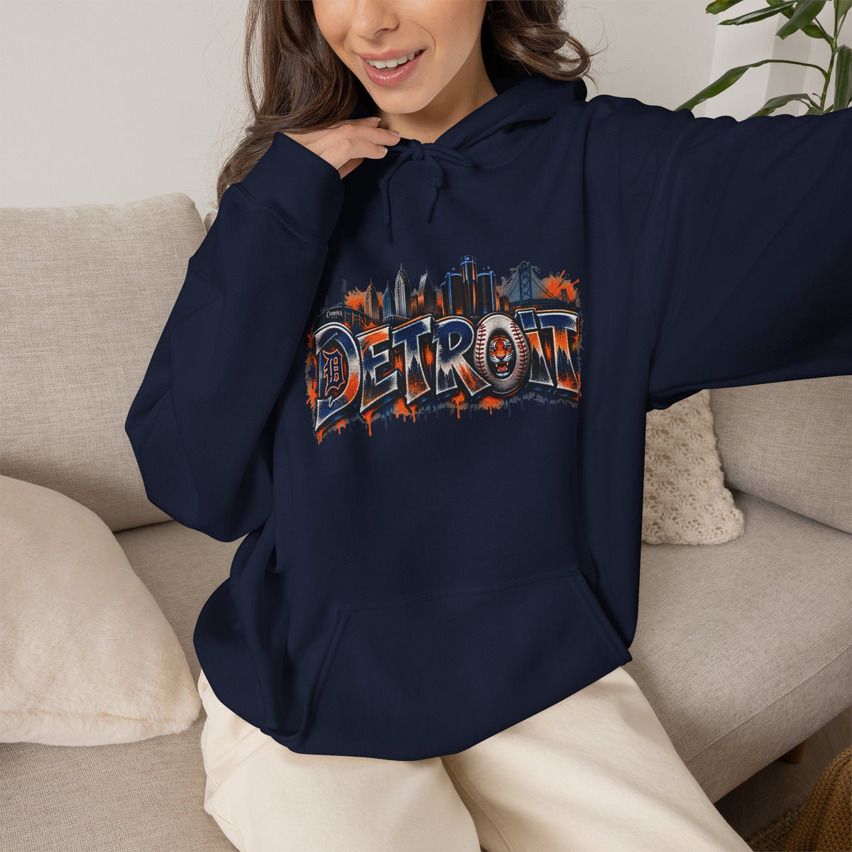 Detroit graffiti skyline Hoodie | Cityscape street art sweatshirt
