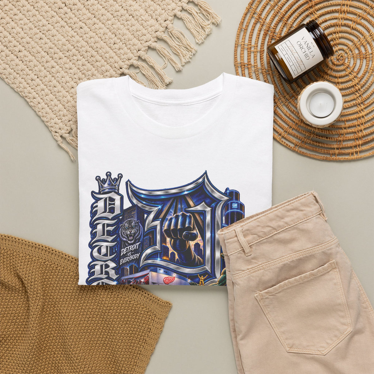 Detroit Skyline Graphic Tee | Motor City Vintage Script, Est. 1701